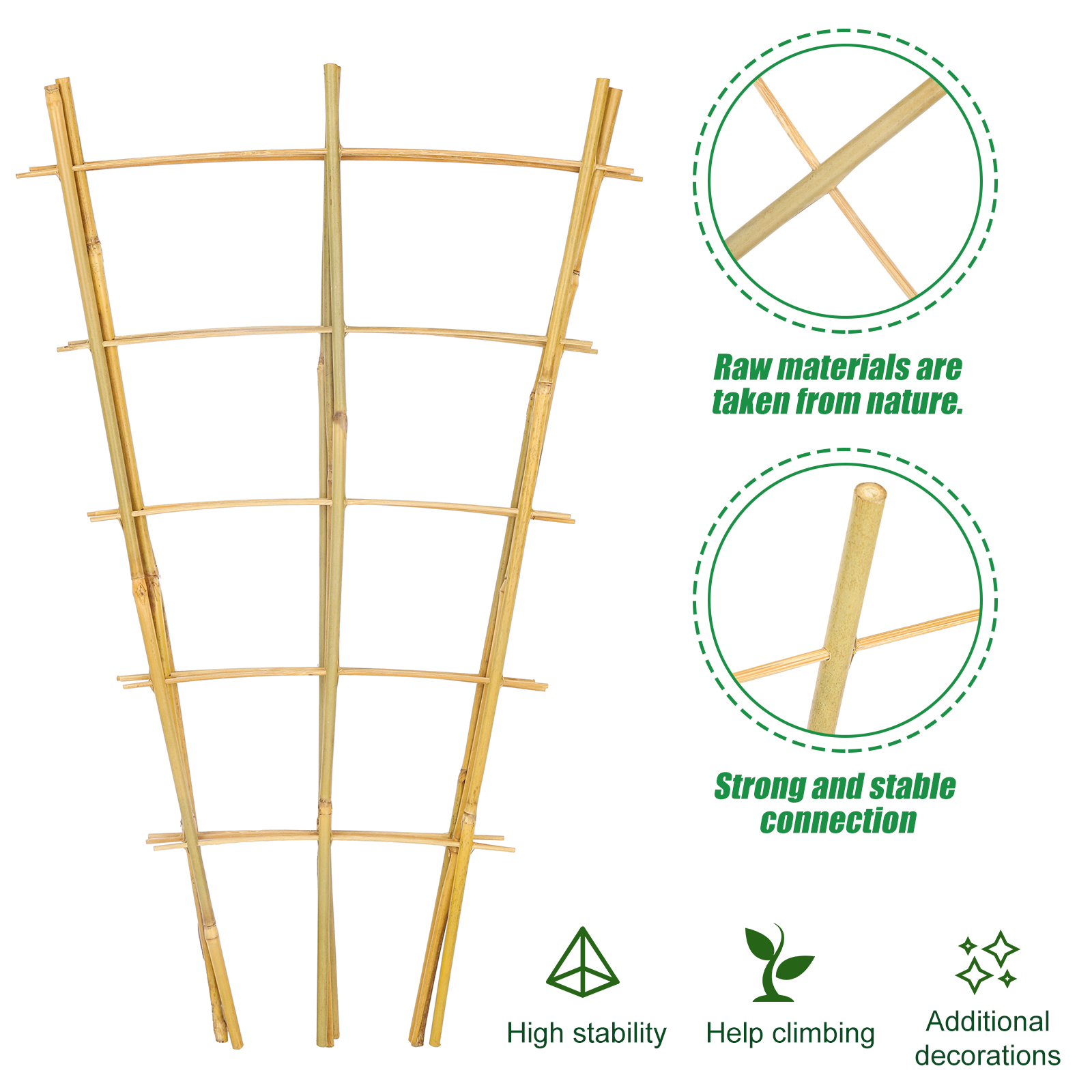 24 Inch Bamboo Garden Trellis , 3 Pack Plant Trellis 2FT For Climbing Plants, Vines, Vegetables, Flowers, Potted Plants, Natural Bamboo Indoor Outdoor Support Self-pickup Only photo 2