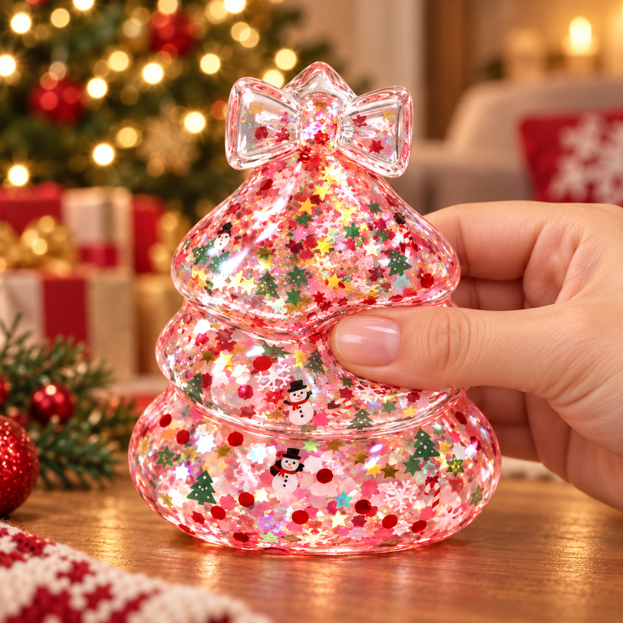 Clear Christmas Tree  Toy, Slow Rising Glitter Squeeze Stress Toy, Sensory Fidget Decompression Toy For Anxiety Relief, Festive Desk Decor Novelty For Adults photo 6