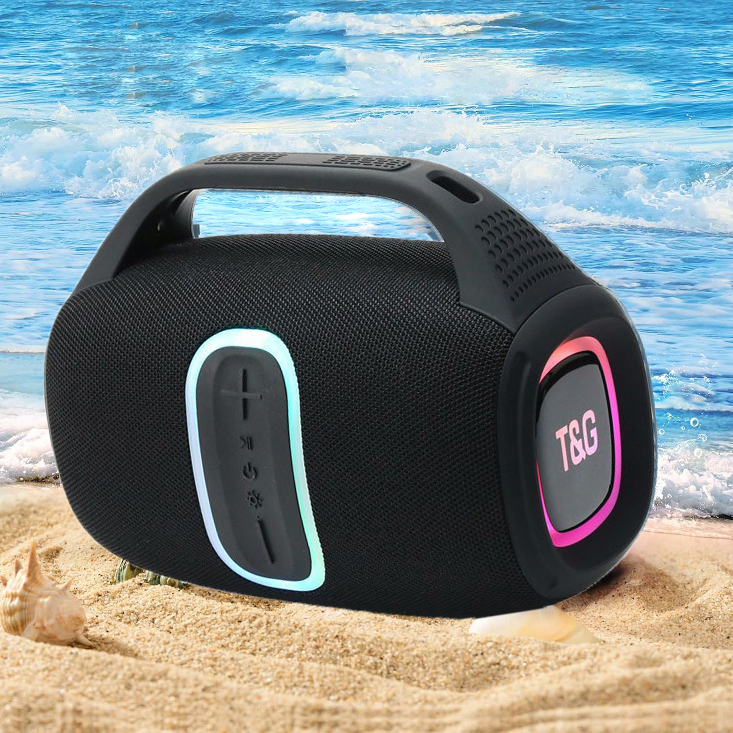 Portable Speakers With Dynamic Colourful LED Lights Bluetooth Speaker For Home Outdoor Travel TWS Pairing USB TF Playback FM Radio Hands Free Call Ideal For Parties Garden Beach photo 5
