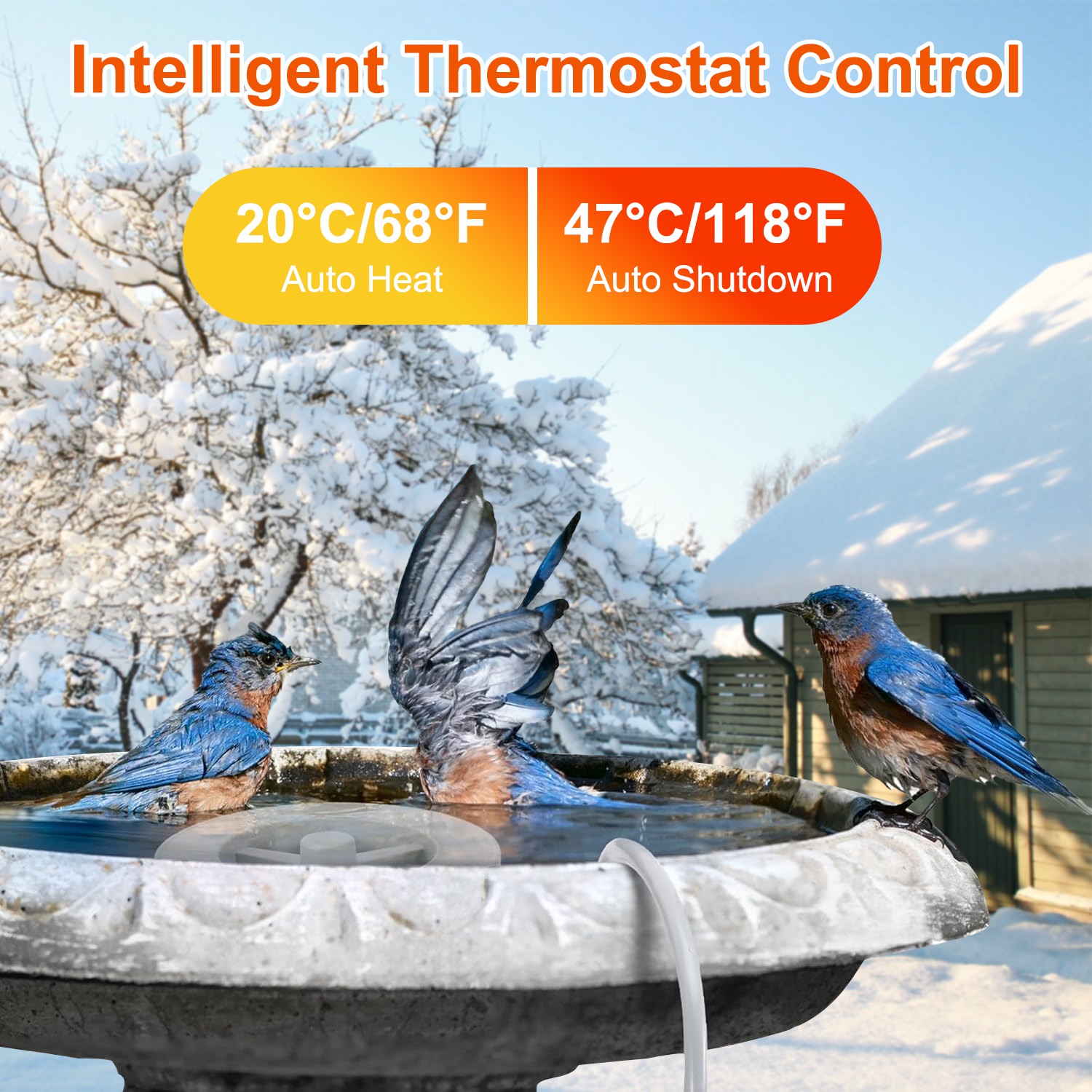 70W Bird Bath Heater For Outdoors Winter Heated Bird Bath Deicer Waterproof Aluminum Alloy Water Heater With Thermostat Auto Shutdown For Yard Patio Farm photo 7