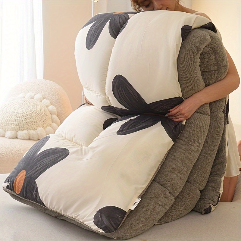 1PC Reversible Sherpa Comforter, Thick Fluffy Warm Bedding Quilt, Ultra Soft Plush Comforter For Bedroom photo 7