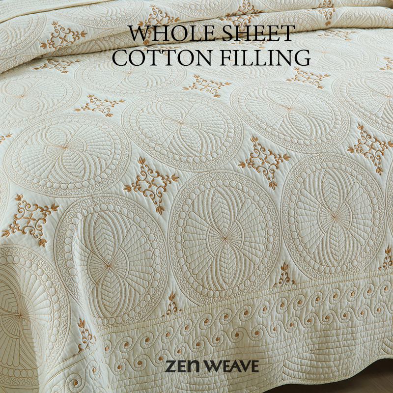 Quilted Bedspread Set  Cotton Filled Whole Sheet Quilting Skin-Friendly Soft Breathable Non-Slip Anti-Wrinkle No Static Electricity All-Season Lightweight Bedding No Clumping Pre-Shrunk Envelope photo 2