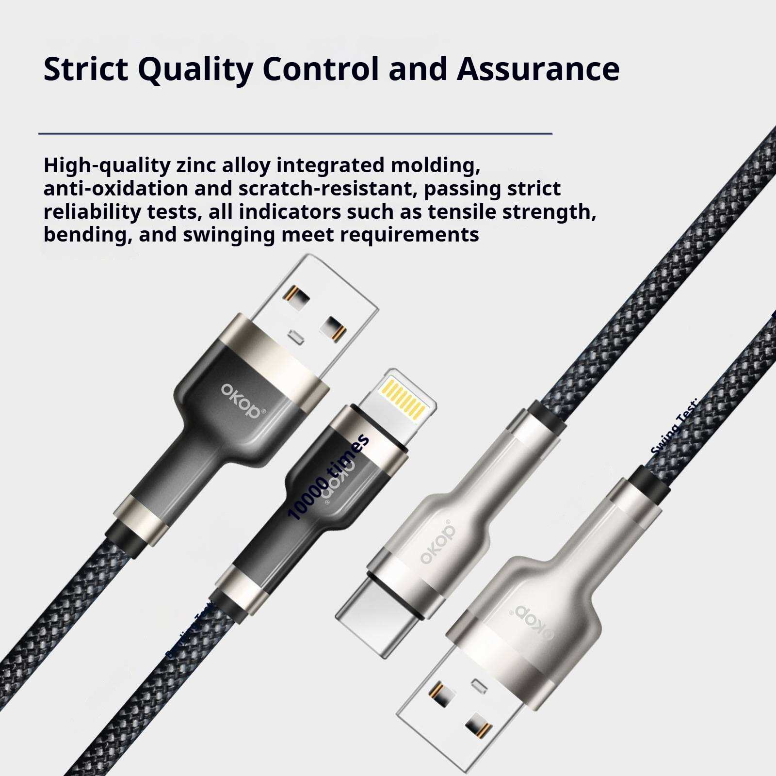 KP-318 Braided 65W Fast-Charging Data Cable Durable Overcharge Protection Type-C Compatible With Apple Android And Huawei photo 6