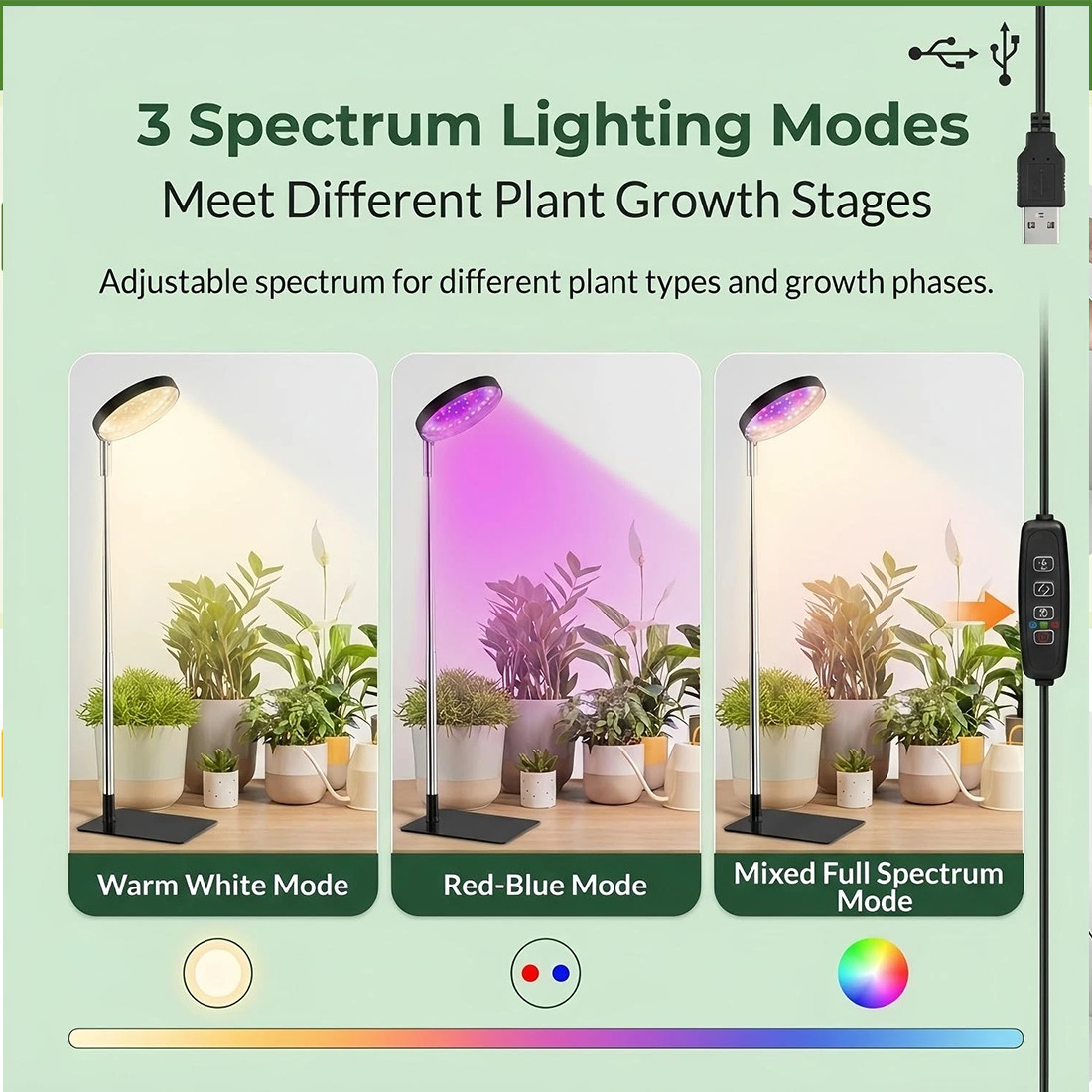LED Plant Grow Lights For Indoor Plants Dimmable Growing Lamp USB Full Spectrum photo 6