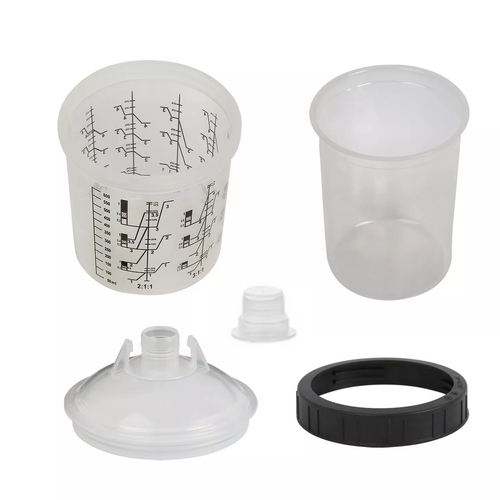 50 Sets Paint Spray Gun Cup Lids Liners Kit  Disposable Paint Spray Gun Cup For Automotive Paint Gun, HVLP Paint Spray Paint Gun, 20 Ounce Kit Paint Mixing Cups - 50 Cup Liners, 50 Lids With Strainer photo 3