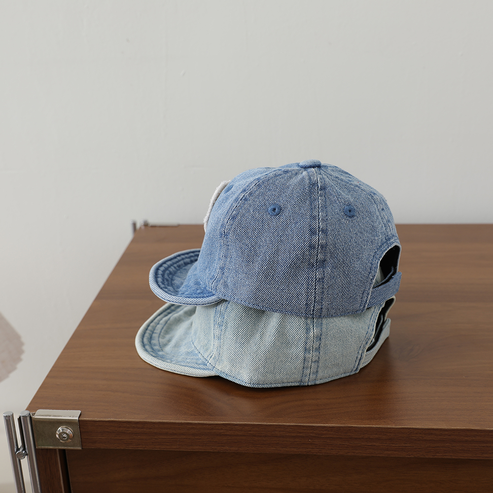 Retro Fashion Water-washed Denim Children's Baseball Cap With Heart Patch, Fringed Soft Brim, Casual And Versatile photo 5