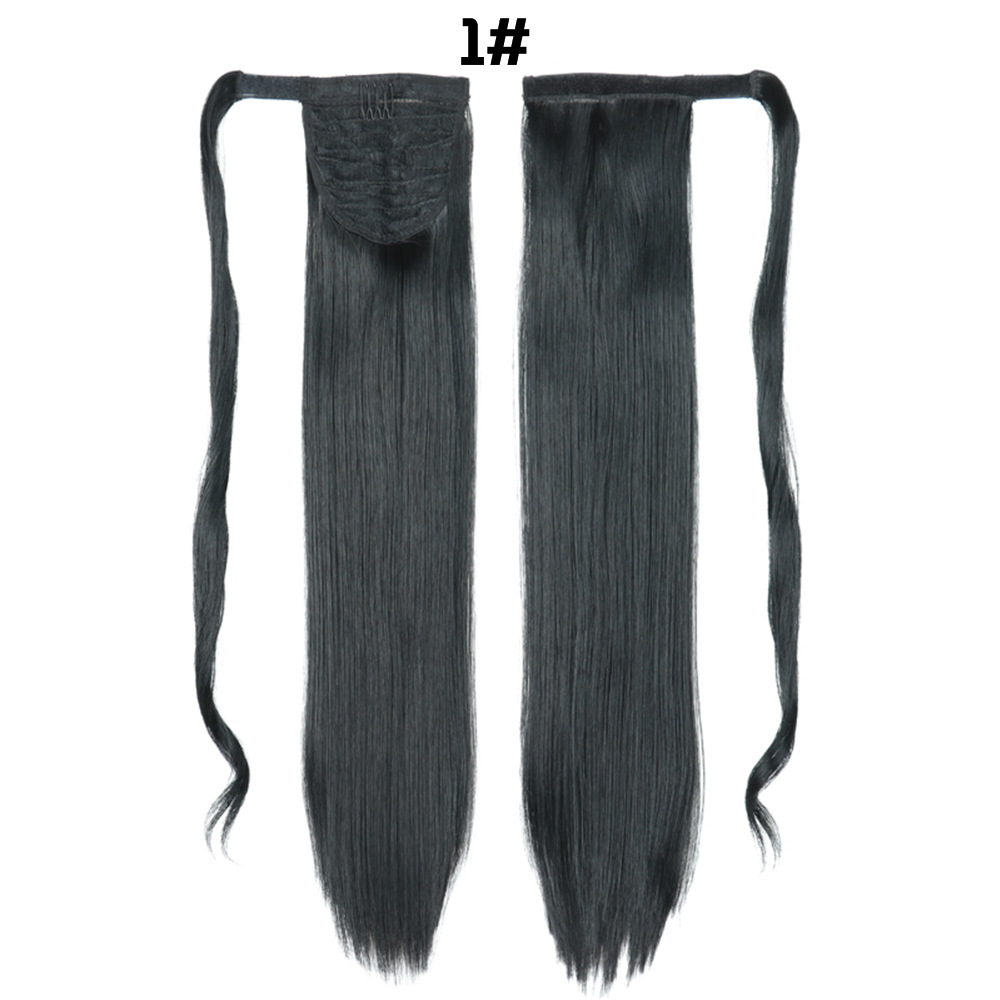 European And American Long Straight Hair Velcro Ponytail photo 7
