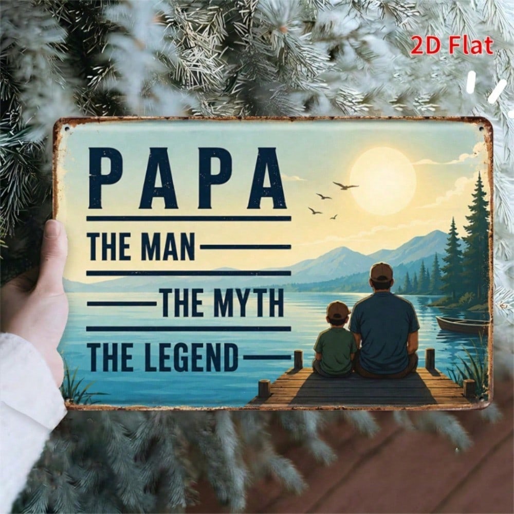 Papa The Man The Myth The Legend Sign, Lake View Bronze 2D Father's Day Gift photo 2