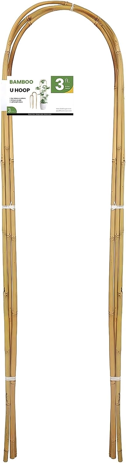3FT 3pcs Natural U-Hoops Bamboo Trellis U-Shaped Garden Trellis For Climbing Plants, Vines, Ivy, Flowers, And Potted Plants Self-pickup Only photo 4