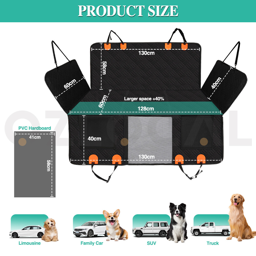 Hard Bottom Large Car Back Seat Mat Extender Protector Hammock For Dogs Black photo 1