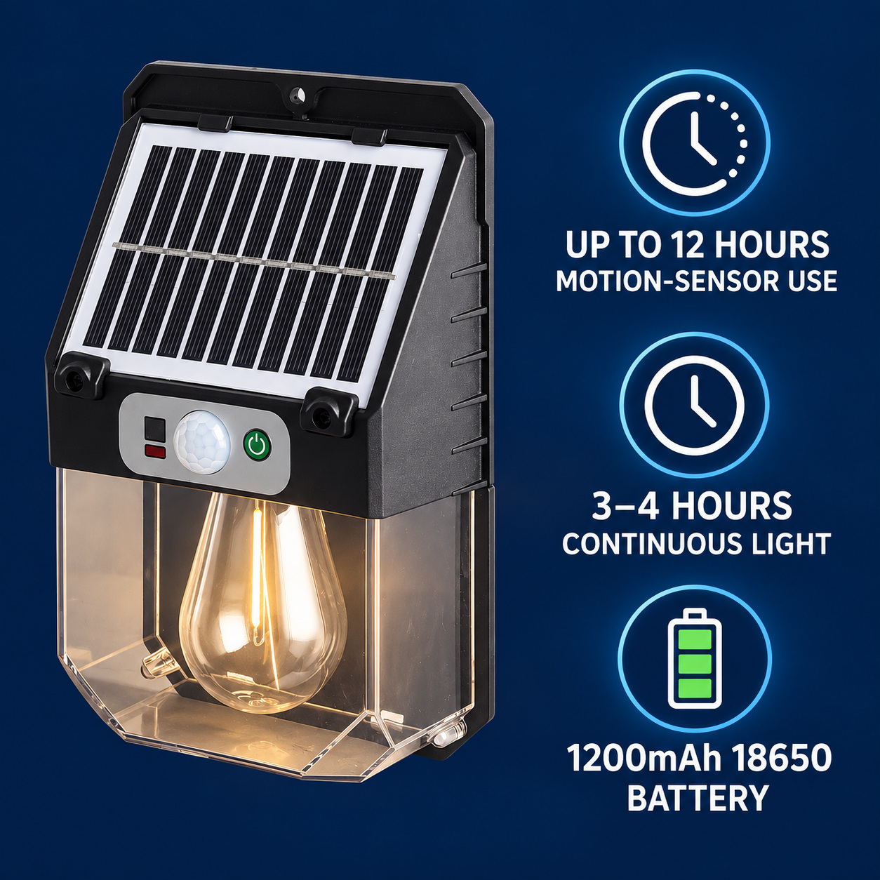 Solar Powered Rechargeable Motion Sensor LED Work Light 1200mAh For Auto W7116 1 4 Hour photo 5