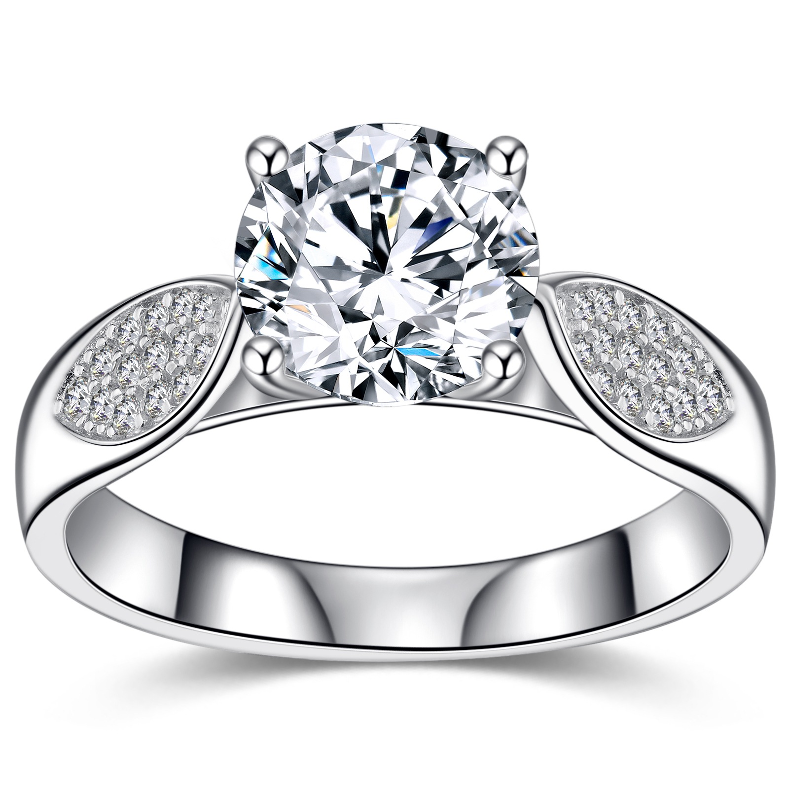 S925 Silver 4g Leaf Design Moissanite Ring, 8mm D VVS1 Center, GRA Certified US 5-8 photo 7