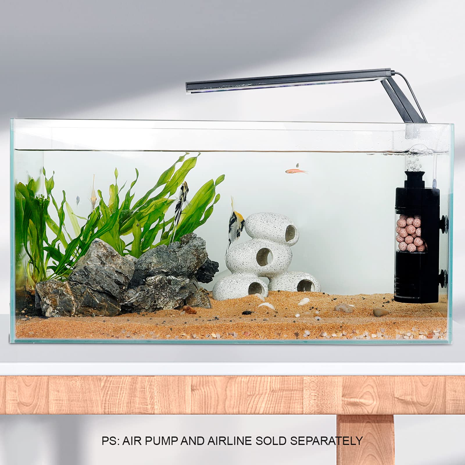 Small Aquarium Bio Sponge Filter With Ceramic Balls, 2-5 Gallon Fish Tank Filter For Breeding Fry Betta Shrimp Nano Tanks photo 8