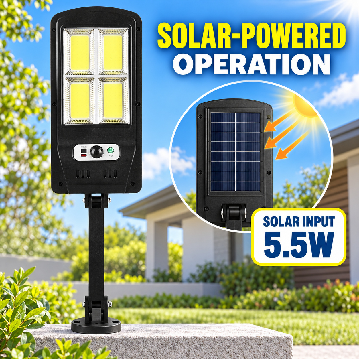 Solar Powered Rechargeable Motion Sensor Waterproof LED Work Light 30W 1500mAh For W756 4 Remote photo 6