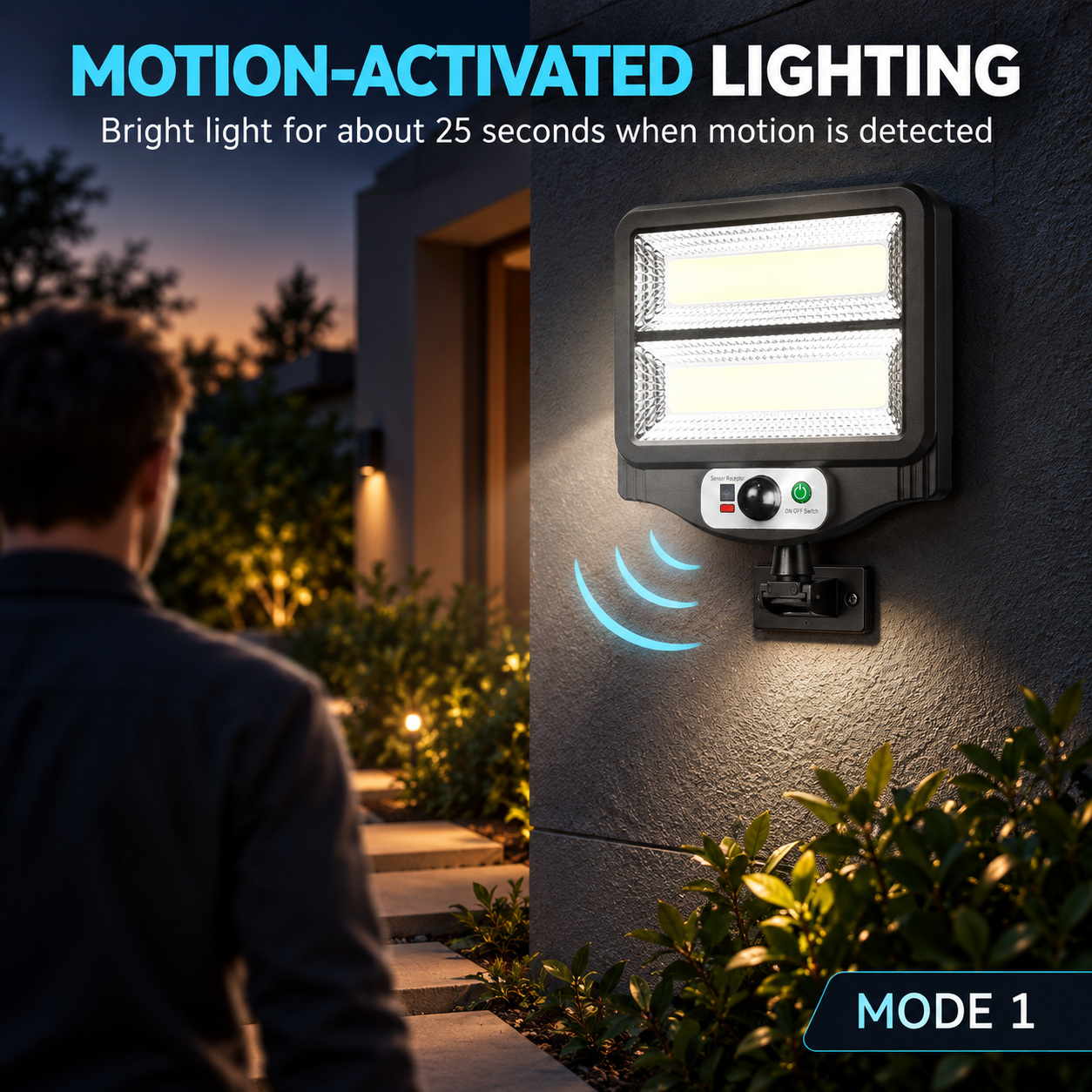 Solar Powered Rechargeable Motion Sensor COB LED Work Light 1500mAh For Auto W781 2 Street photo 7