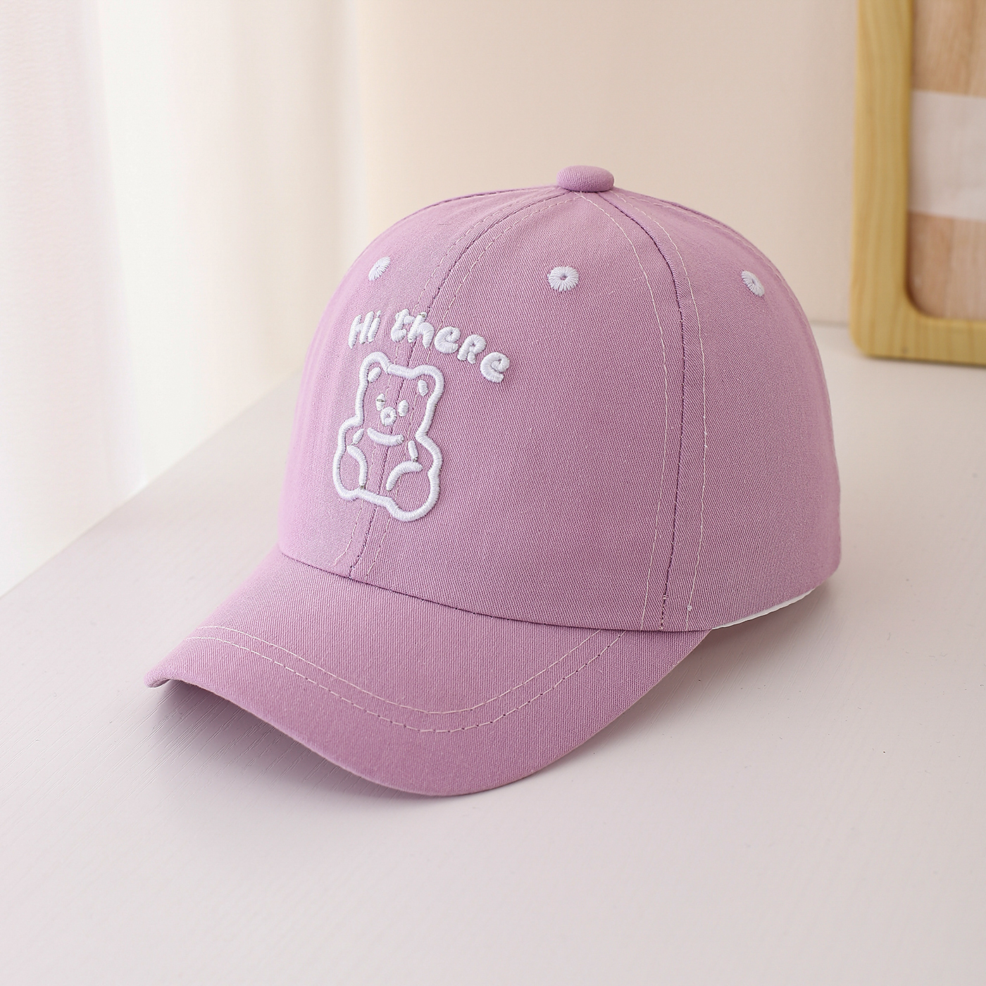 Children's Single-color Cartoon Teddy Bear Letter Embroidery Adjustable Fashionable And Simple Baseball Cap, Suitable For Traveling And Shopping Outside. photo 5