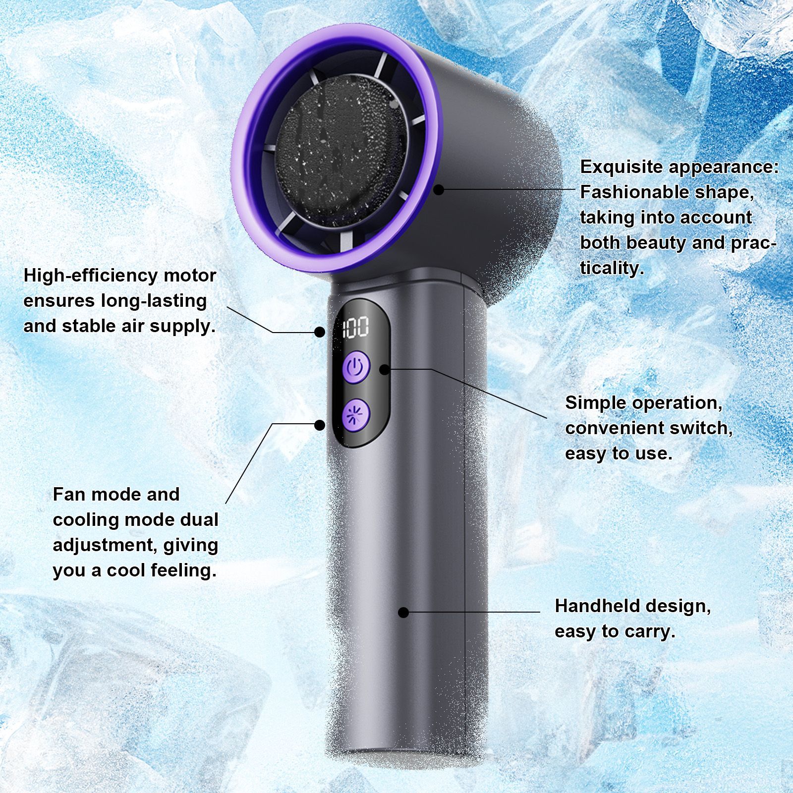 Ice Pack Handheld Fan Roland Gray 1pc photo 5