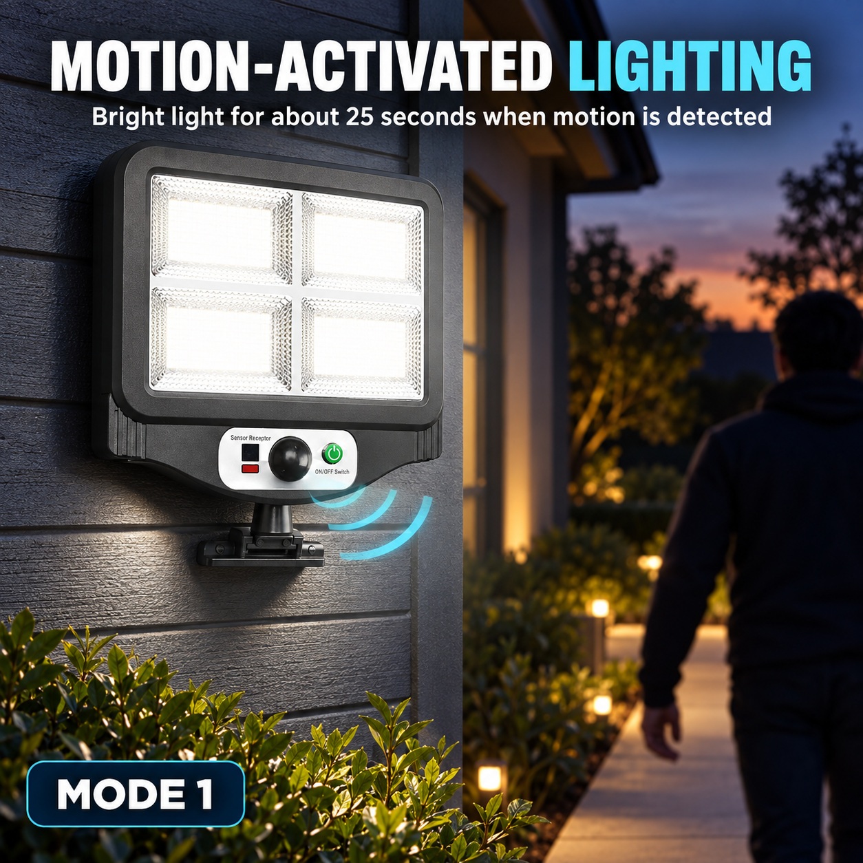 Solar Powered Rechargeable Motion Sensor LED Work Light 1500mAh For Auto W780 4 Street Remote photo 5