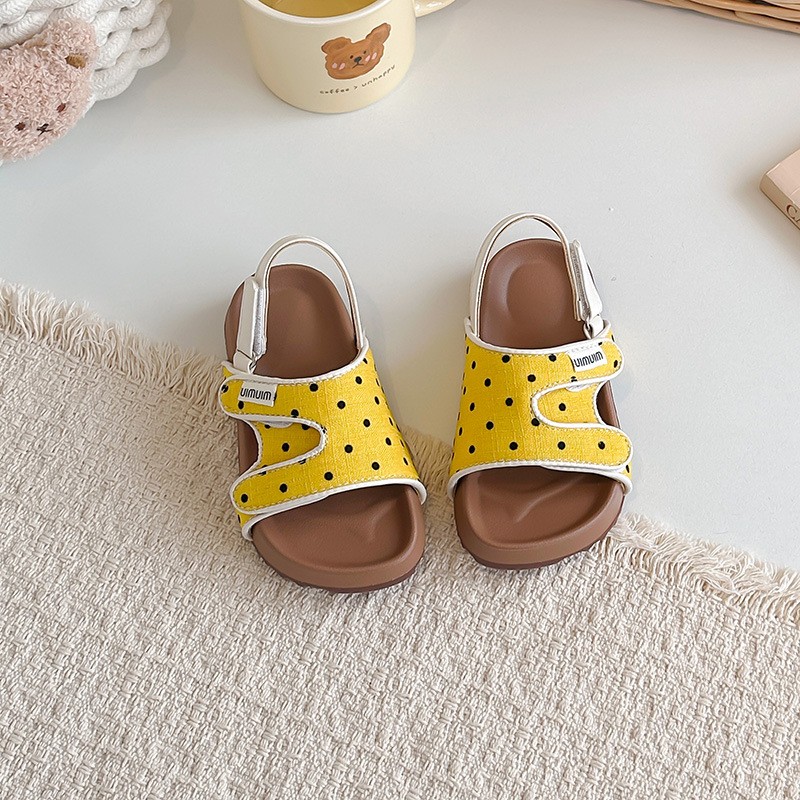 2026 Summer New Kids Sandals, Soft Light Sole Girls Shoes, Fashion Polka Dot Hook & Loop Beach Shoes For Little Middle Big Kids photo 2