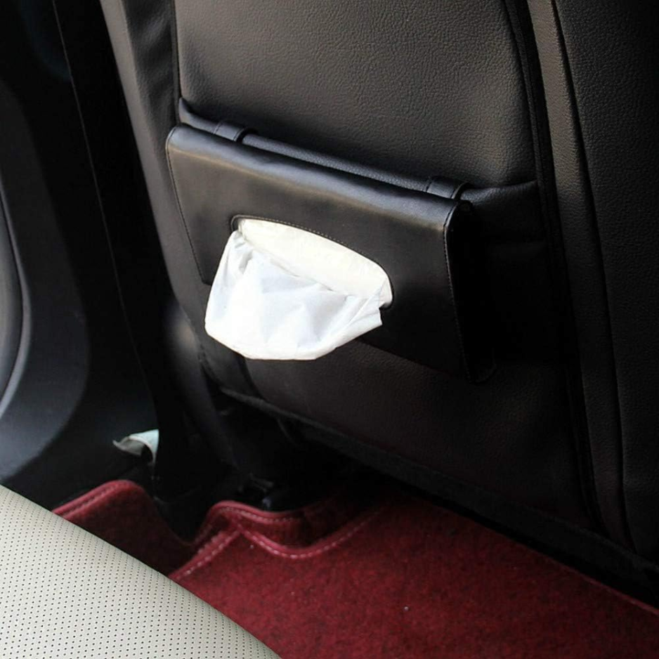 Black PU Leather Car Tissue Holder For Sun Visor, Hanging Napkin Case Box For Vehicle Interior photo 3