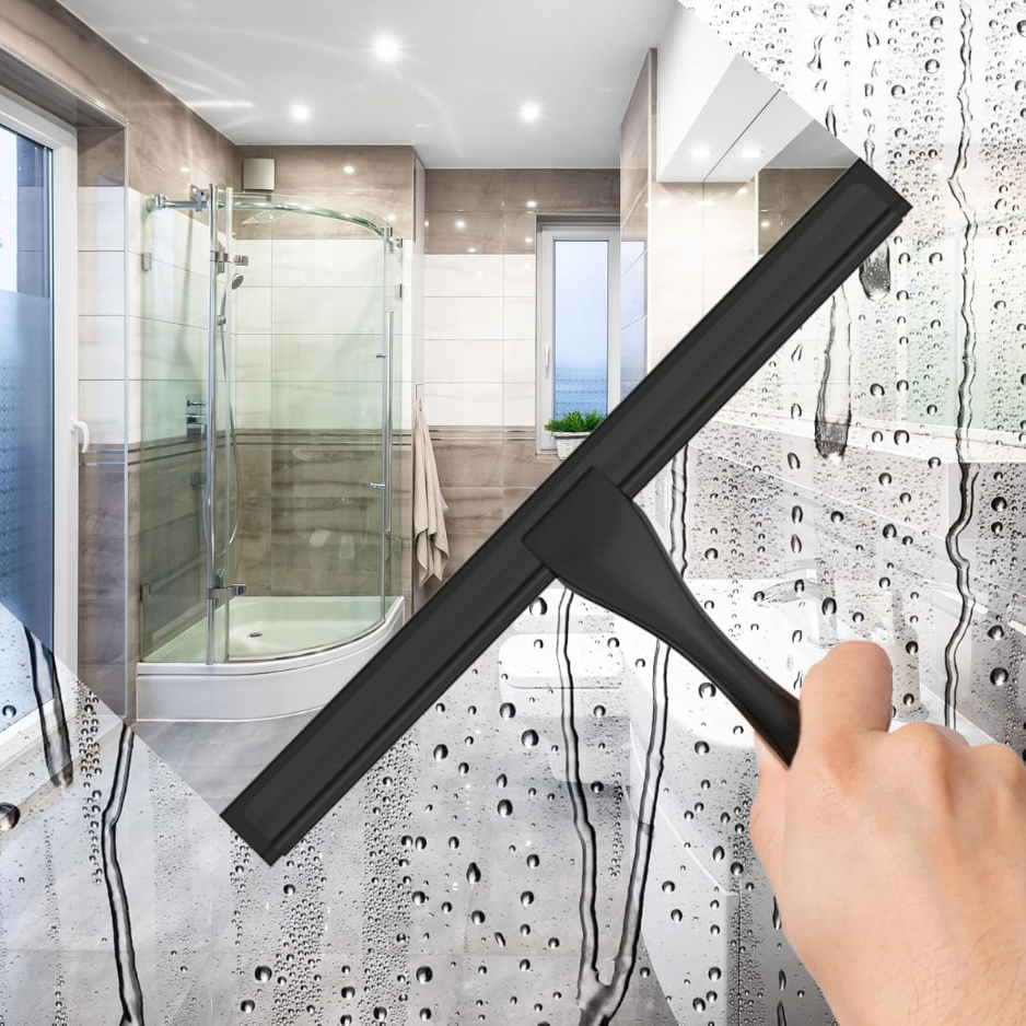 All-Purpose Stainless Steel Shower Squeegee For Shower Glass Door With 2 Adhesive Hooks photo 4
