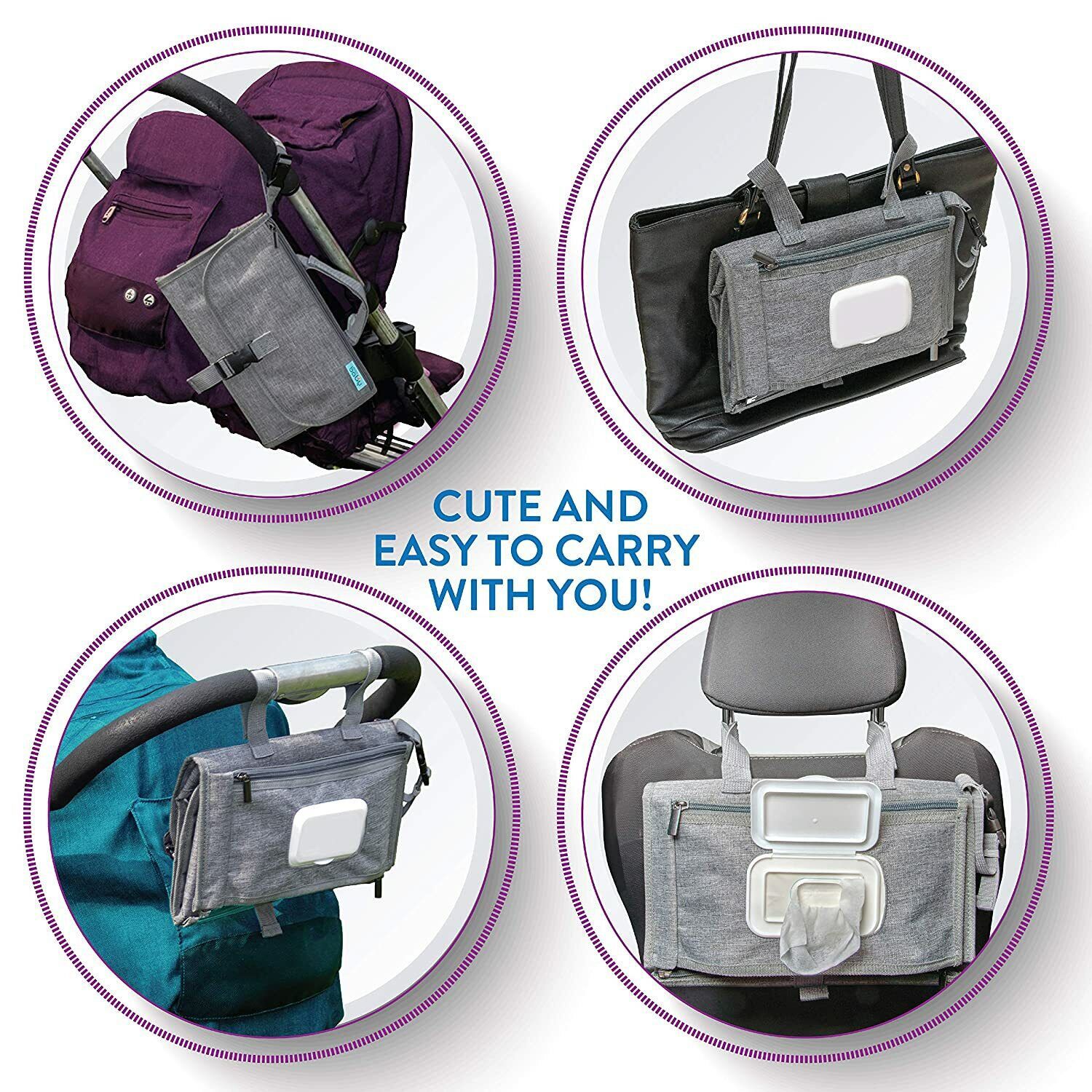 Portable Diaper Changing Pad, Detachable Waterproof Foldable Changing Mat With Wipes Pocket, Adjustable Strap & Soft Head Pillow, Travel Baby Change Mat For Stroller Car Seat Diaper Bag, Unisex Newbor photo 6