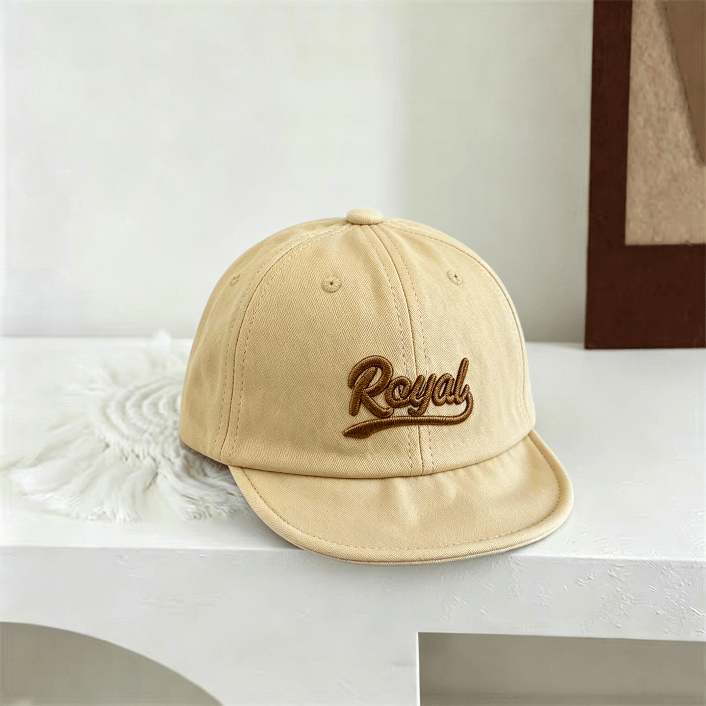 Summer Children's Plain-color Royal Letter-stitched Short-brim Casual Style Baseball Cap With Simple Design, Suitable For Daily Outings photo 3