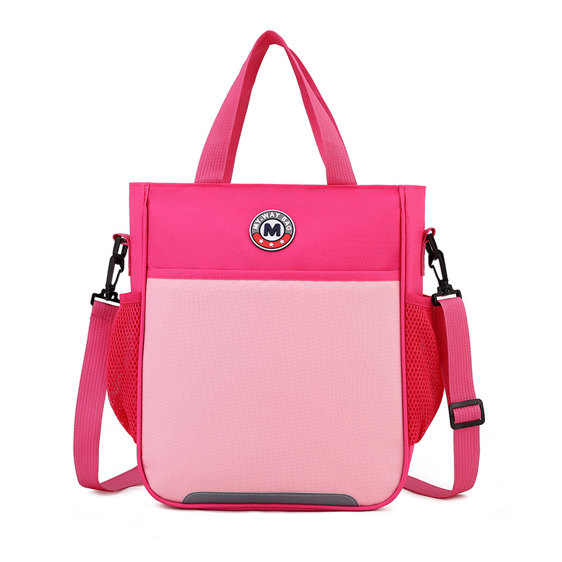 Primary School Printing And Tutoring Bag, Oxford Cloth Tote Bag, Children's One Shoulder Hand Printed Logo Tutoring Art File Bag - Light Pink photo 1