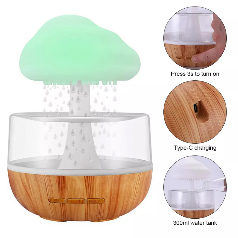Rain Cloud Air Humidifier 7 Color Night Light Mini Aroma Diffuser Drops Sounds photo 7