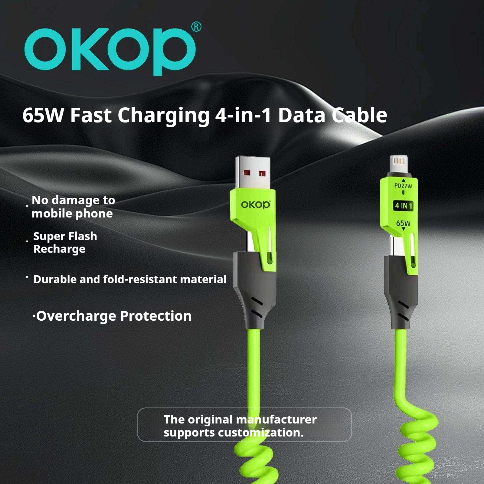 KP-314 3-in-1 4-in-1 65W Retractable Charging Cable Fast Charging For Appl Huawe Cross-Border Product photo 4