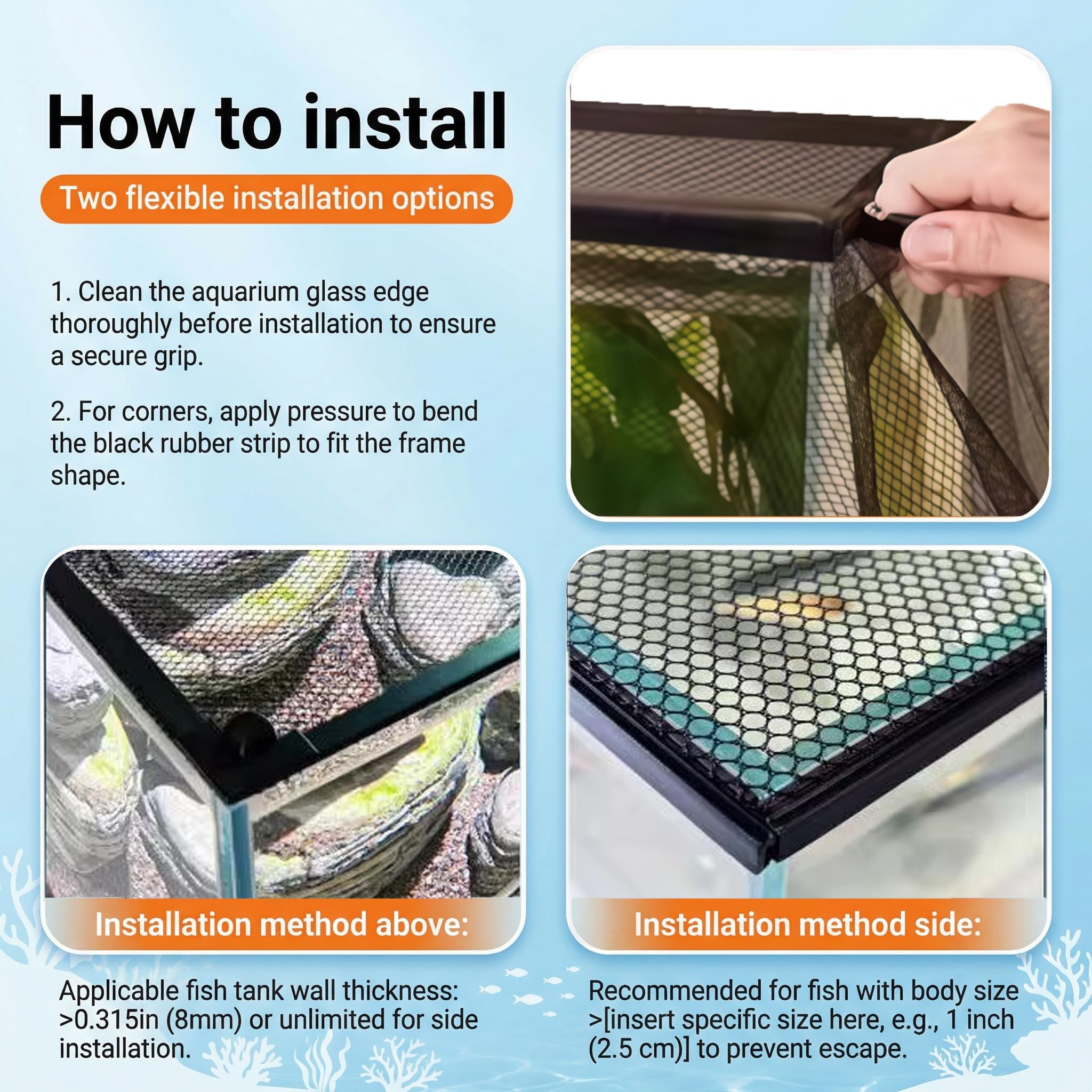 Magnetic Aquarium Lid Fish Tank Top Cover Hood Anti-Jumping Mesh Net For Fishs Tank Top Cover To Protect Fishes Jumping Out Of For Up To 40 Gallon Fish Tank photo 5
