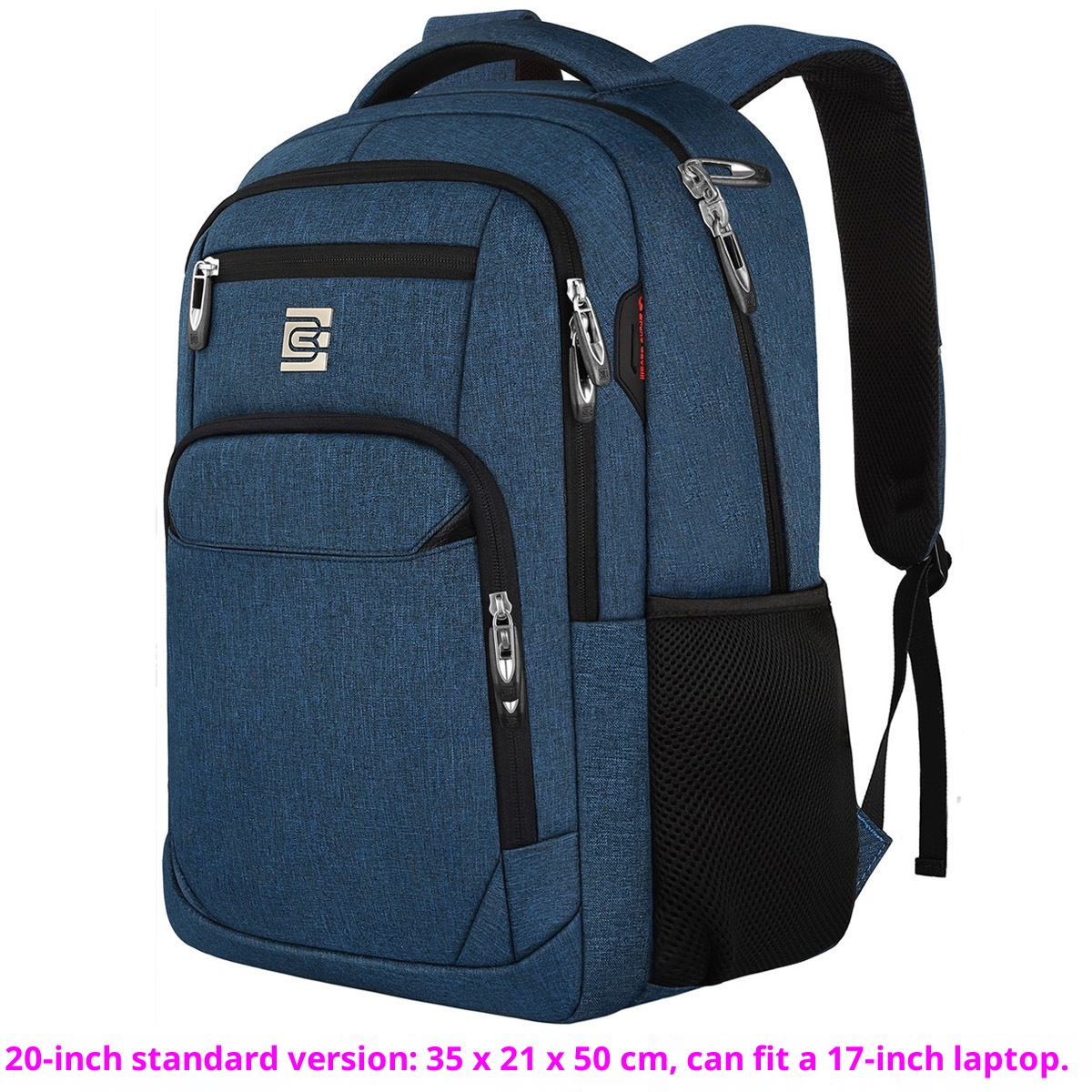 BC Men's Business Backpack Oxford Cloth Waterproof 16 Inch Large Capacity Multi Functional Computer Backpack Student Backpack Women's Blue Large Edition photo 1