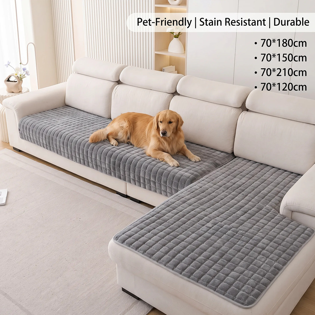 Paw Lounge Plush Pet Couch Cover, Thickened Ultra-Soft Non-Slip Sofa Protector photo 1