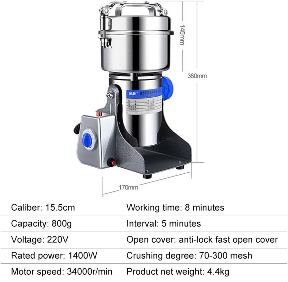Electric Dry Food Grinder Machine Grains Spices Hebals Mill Cereal Grinding 800G photo 7