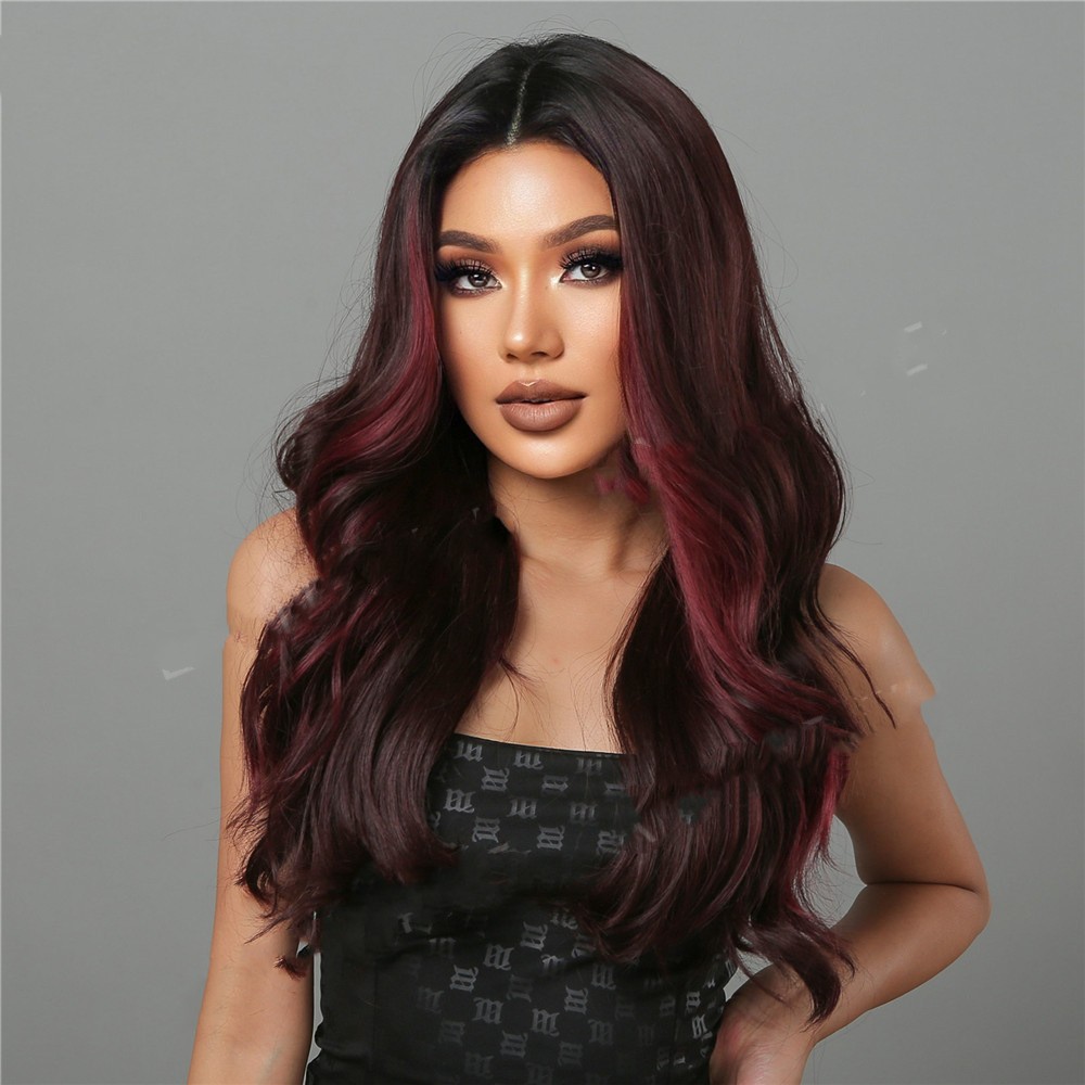 Middle Long Curly Hair With Reddish Brown High Temperature Silk Wig photo 3