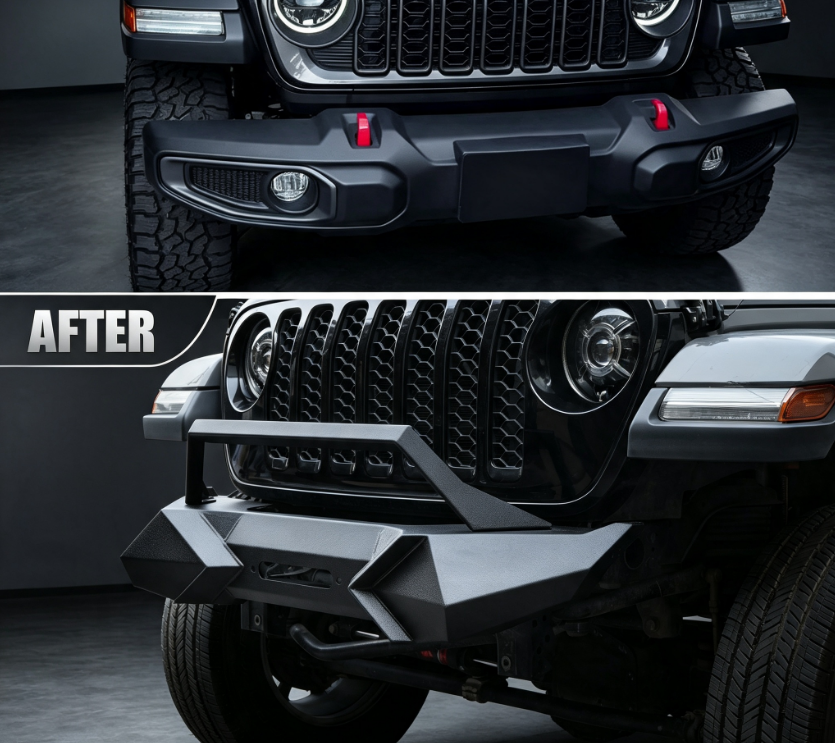 Steel Front Bumper Bull Bar Winch Plate For 2007-2017 Wrangler JK JKU photo 3