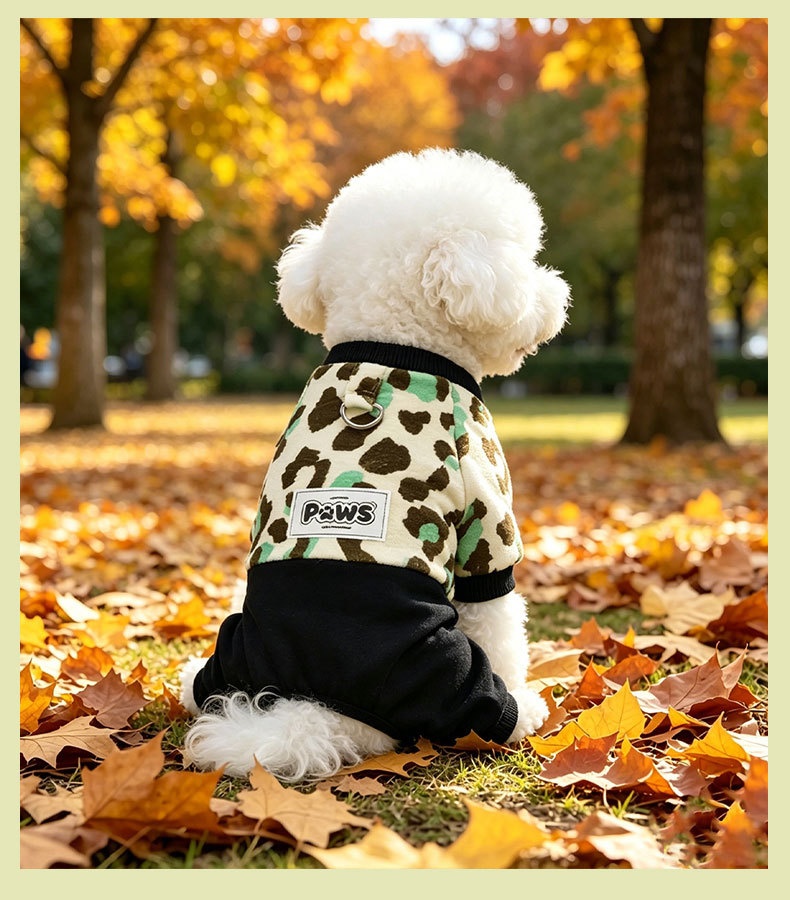 Thickened Four-Leg Full-Body Winter Warm Leopard Print Dog Jumpsuit photo 7