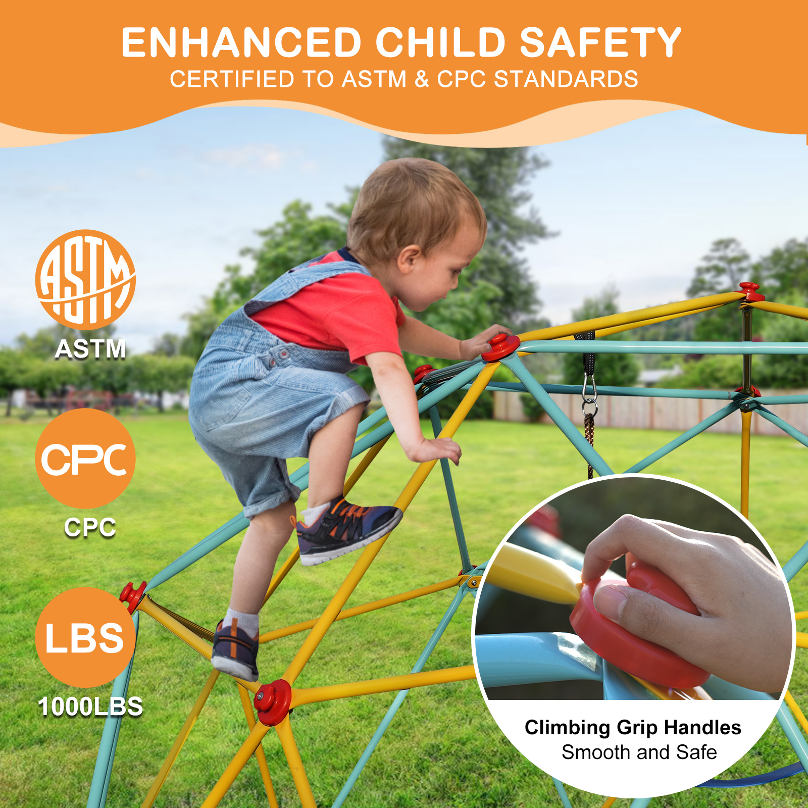 10 Foot Climbing Dome Children's Jungle Gym Suitable For Park Dome Mountaineers And Swing Playground Equipment, Blue photo 2