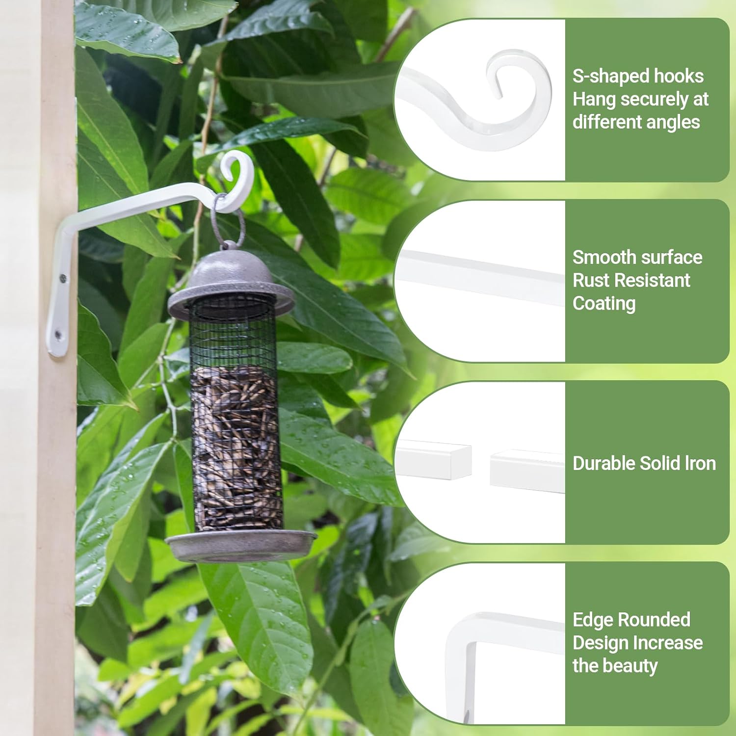 Wall Plant Hangers 2 Units, 6 Inch Hanging Plant Brackets Hooks For Indoor Outdoor Pots And Home Decor photo 5