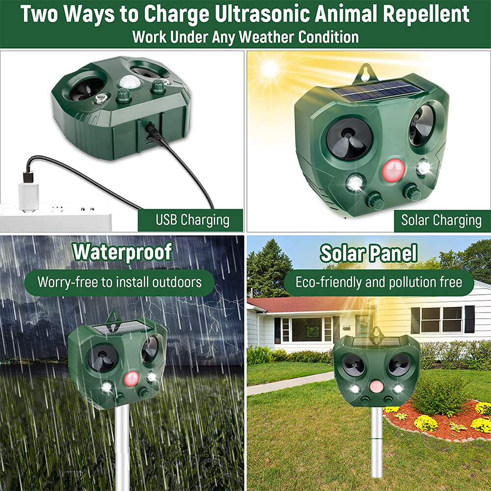 Solar Ultrasonic Bird Repeller Motion Sensor Animal & Pets Rat Possum Repellent photo 4