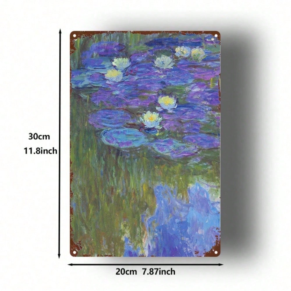 1pc Lilies Lake Metal Sign 8x12, Vintage Landscape Wall Art Iron Canvas Decor photo 7