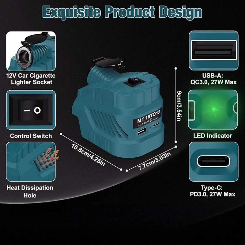 18V To 12V Step Down Converter For  18V Battery W 240W Cigarette Lighter. photo 5
