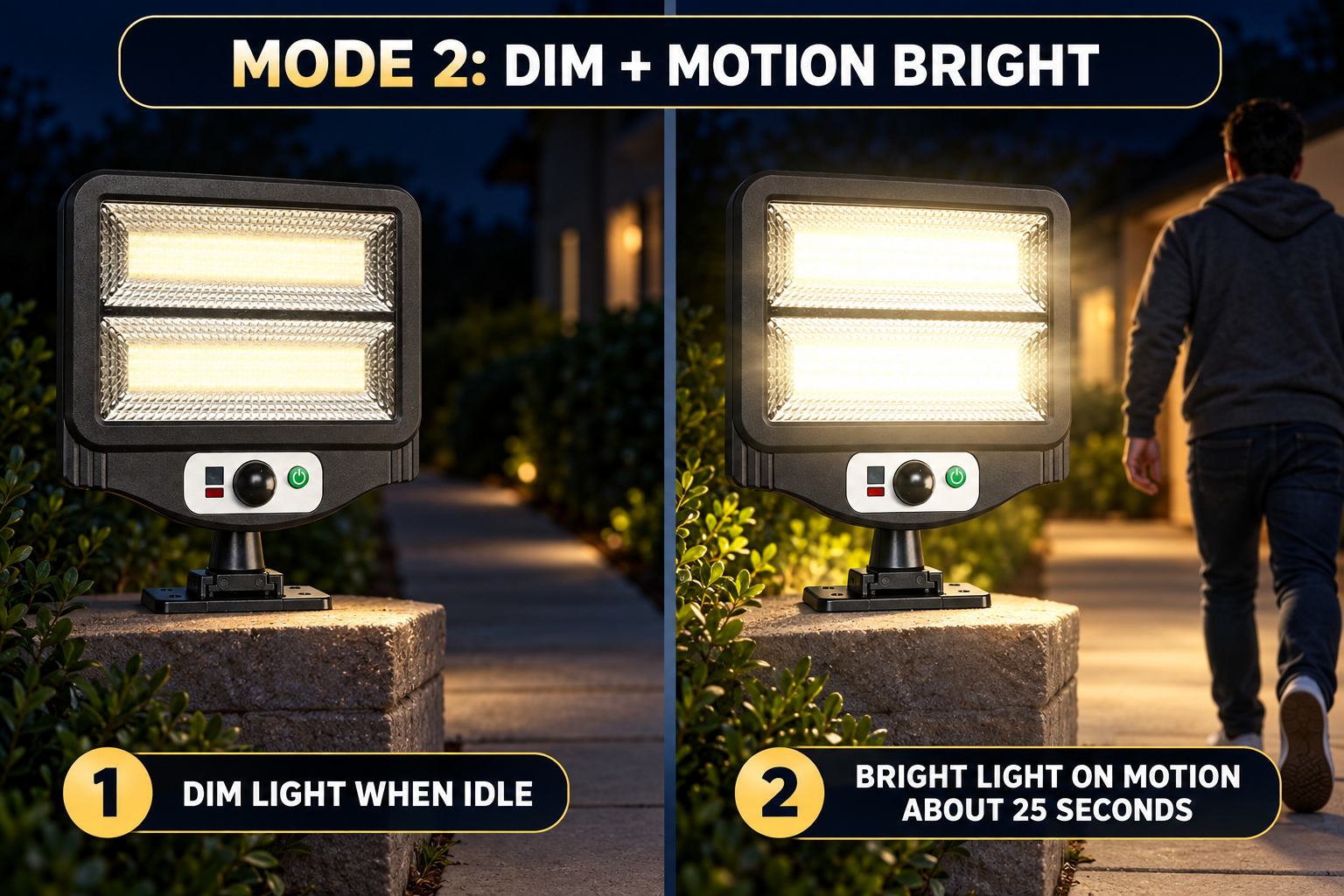 Solar Powered Rechargeable Motion Sensor LED Work Light 1500mAh For Auto W780 2 Battery Street photo 3
