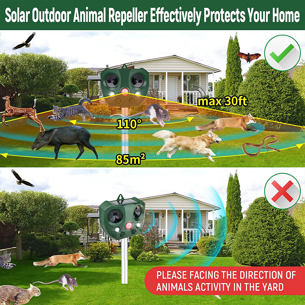 Solar Ultrasonic Bird Repeller Motion Sensor Animal & Pets Rat Possum Repellent photo 6
