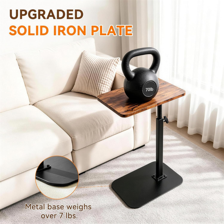 Adjustable TV Tray Table, 360 Swivel C-Shaped End Table That Slides Under Couch, Sofa, Bed, Recliner Chair, Small Side Table Desk For Laptop, Food Eating, Living Room, Bedroom, Small Spaces photo 5
