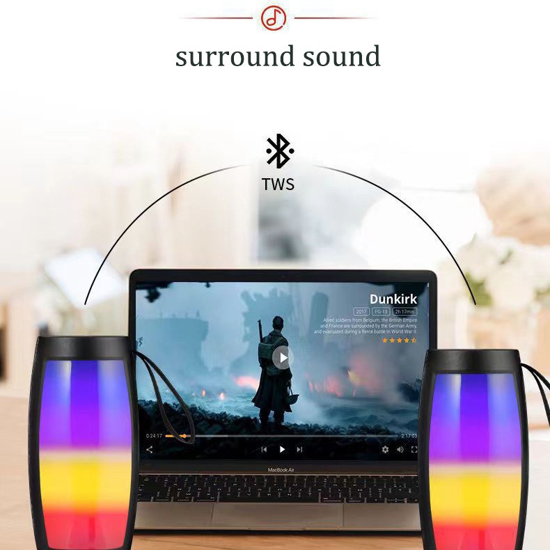 Wireless Bluetooth Speaker, Outdoor Portable, Colorful Ambient Light, Subwoofer, Mini Bluetooth photo 2