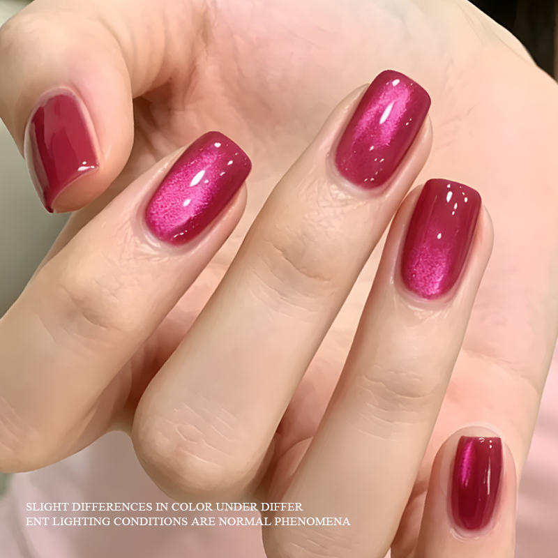 Ms Rainbow Starry Series 05 Cherry Red Cat Eye Gel Polish, 10ml, Glossy Red Shimmer Magnetic, Long Lasting Soak Off, Salon, Home Manicure, For DIY Nail Lovers photo 8