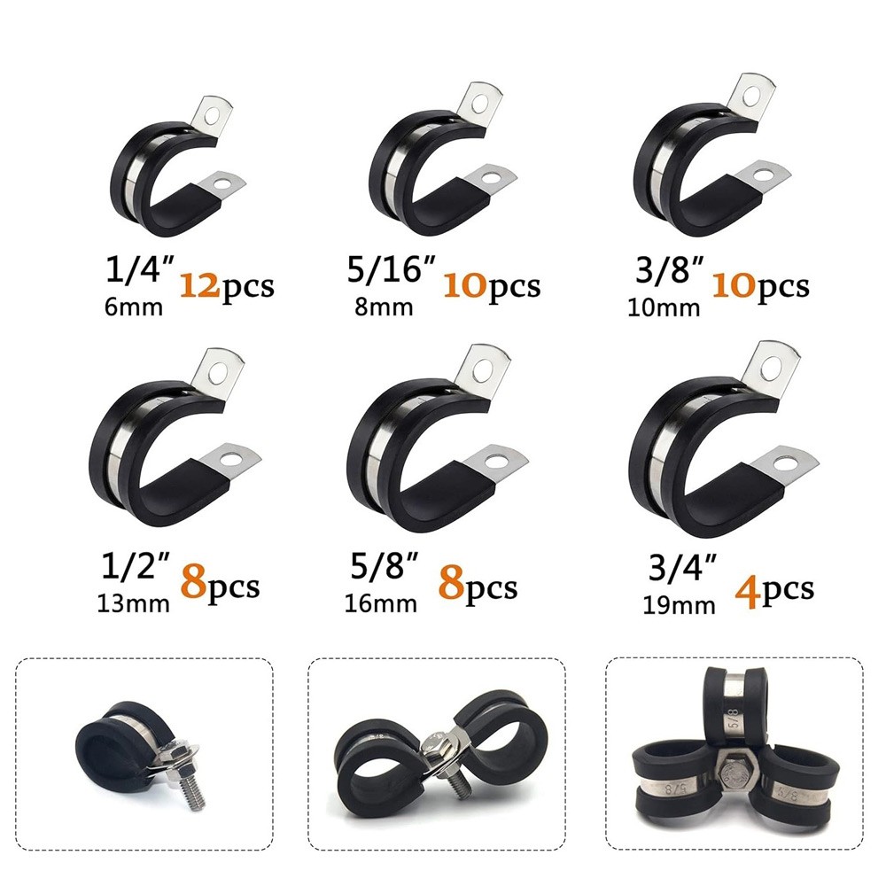 52Pcs P Clips Cable Hose Pipe Clamps Holder Air Clip Clamp Set For Wire Cable AU photo 6