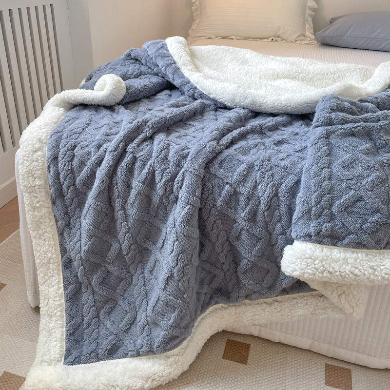 1PC Reversible Sherpa Throw Blanket, Textured Plush Warm Blanket For Sofa Couch Bedroom photo 2