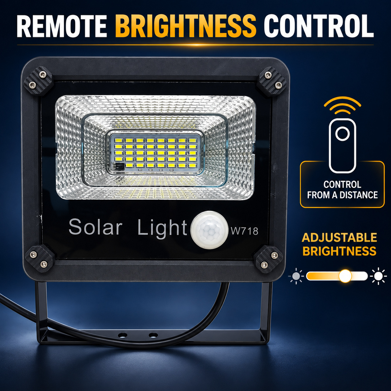 Solar Powered Motion Sensor LED Work Light 50W 5000mAh For W718 Street Remote Control Battery photo 6